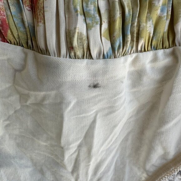 Free People Bodysuit Womens Small Smocked Long Sleeve Bohemian Floral Stretch - Picture 2 of 10